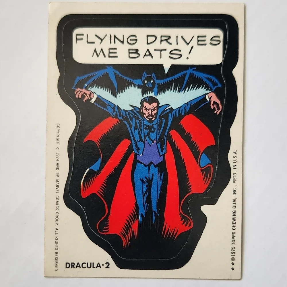 ✨Vintage 1975 Topps Marvel Comic Book Heroes Sticker - DRACULA #2 - Near Mint